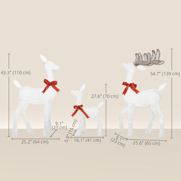 Lot de 3 rennes de Noël illuminés