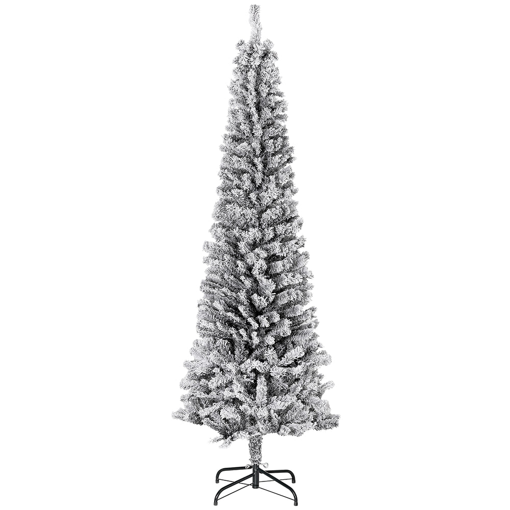 Sapin de Noël givré de 6 pieds en forme de crayon