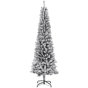 Sapin de Noël givré de 6 pieds en forme de crayon