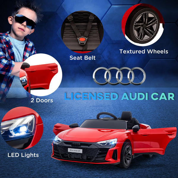 Audi voiture électrique avec télécommande, 12 V, 5 km/h, suspension, klaxon, rouge