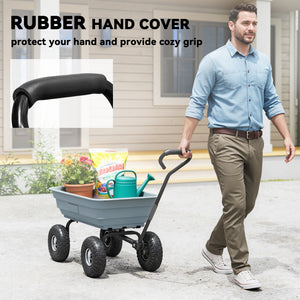 Steel Garden Cart with Handle and 10" Pneumatic Tires, Utility Wagon Cart for Garden Patio Lawn, 551lbs Capacity, Gray