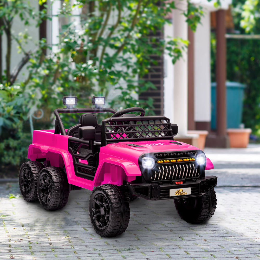 Voiture 12 V 4 roues motrices avec télécommande, rose