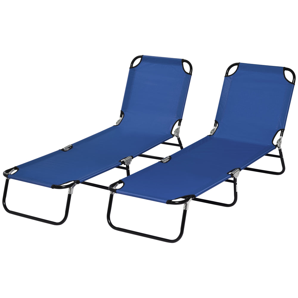 Ensemble de 2 chaises longues pliantes avec dossier inclinable, bleues