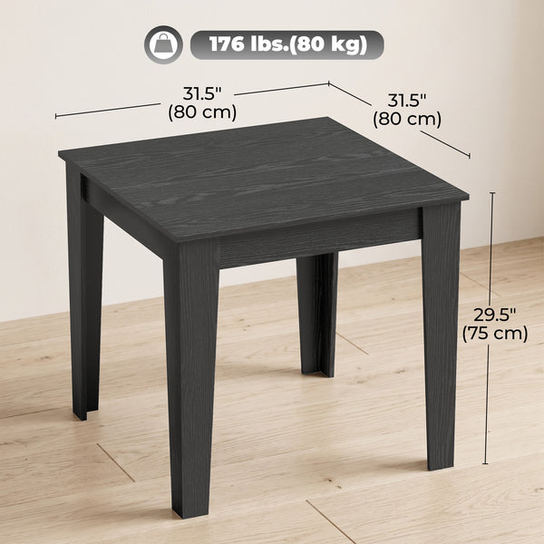 Petite table à manger carrée pour 4 personnes effet bois noir