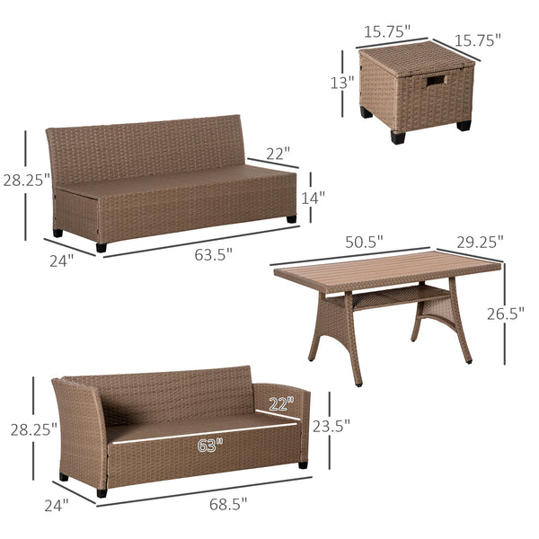 Ensemble de mobilier 6 pièces en résine tressée
