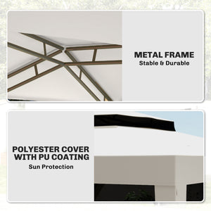 10' x 10' Outdoor Canopy Tent Party Tent with Mesh Netting and Double Tier Roof for Backyard, Garden, Patio, Cream White