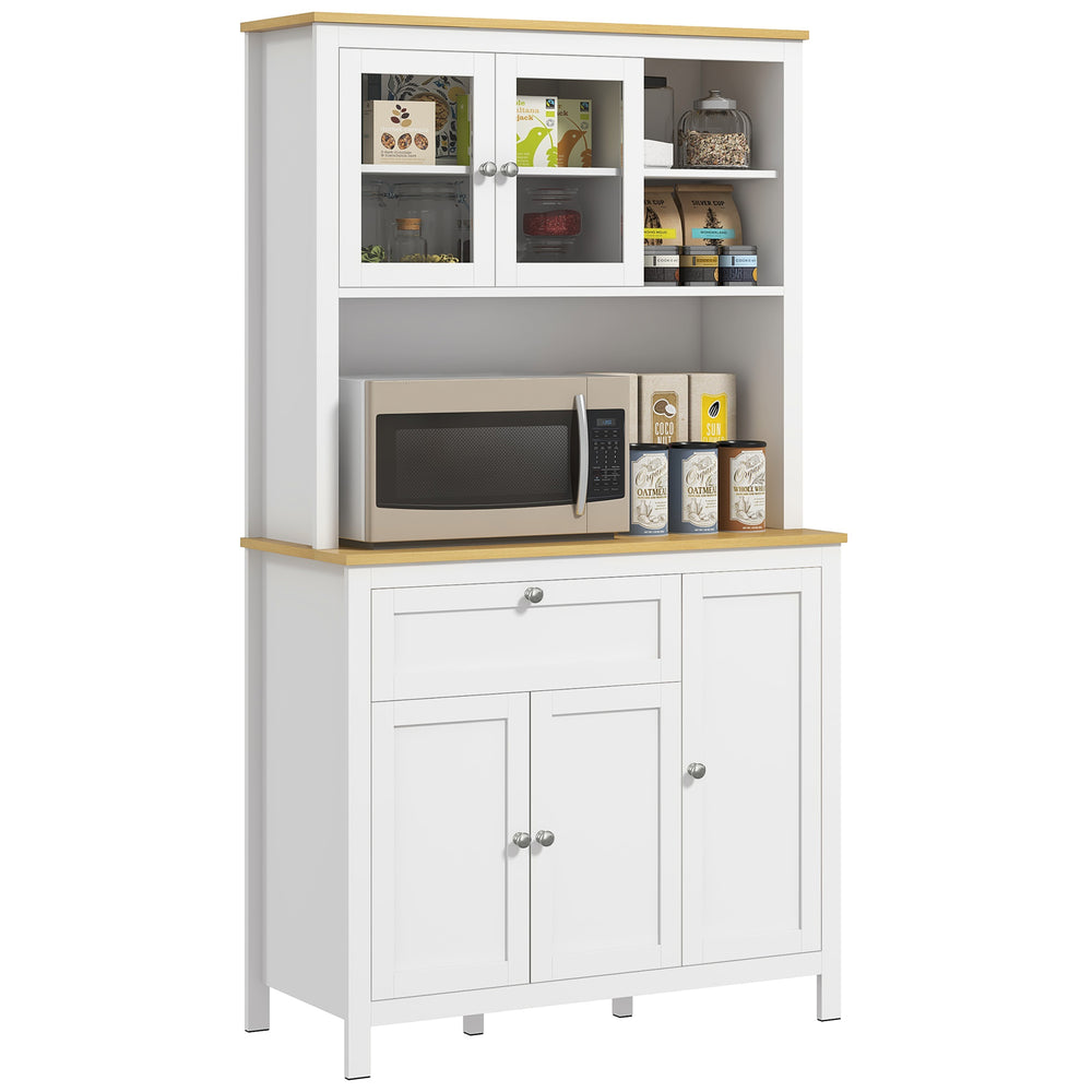 Armoire de cuisine 5 portes avec étagères réglables, blanc