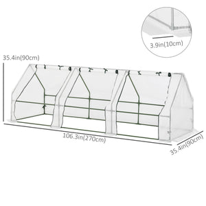 Portable mini outdoor greenhouse with large zippered doors
