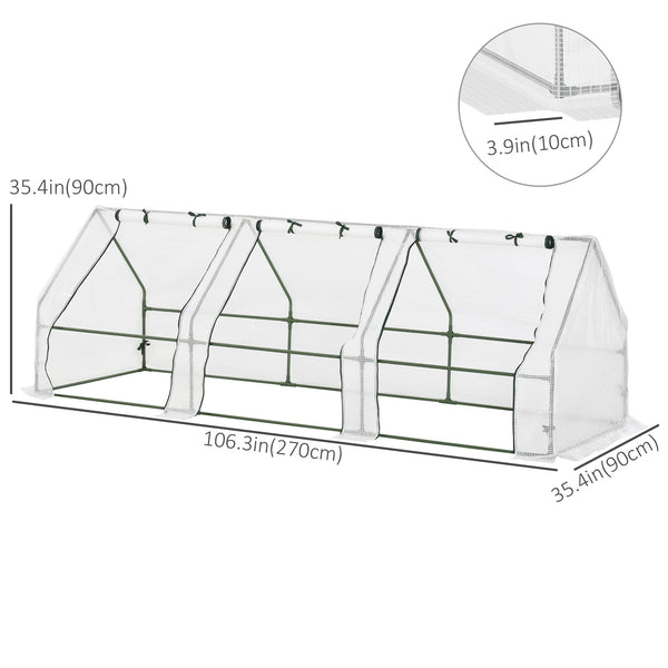 Portable mini outdoor greenhouse with large zippered doors