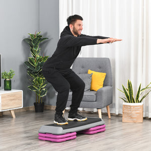 Stepper d'aérobic réglable de 43 pouces à 3 niveaux avec rehausseurs noir et violet