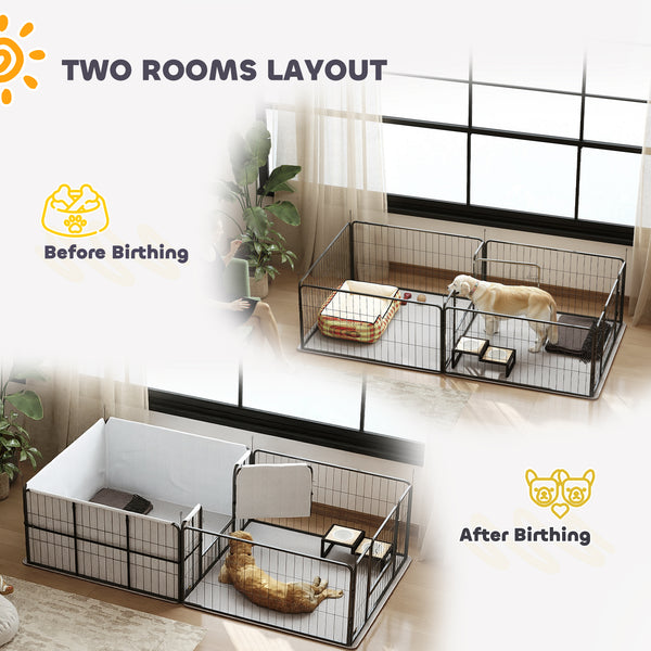 Caisse de mise bas à 7 panneaux avec tapis absorbants lavables