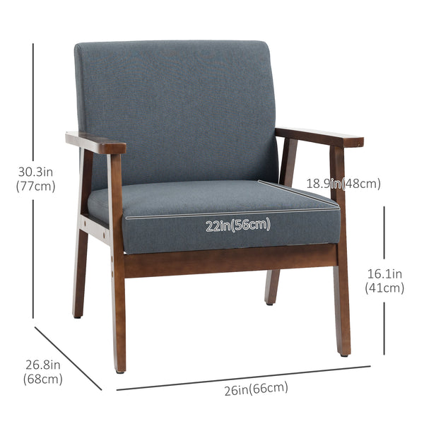 Fauteuils d'appoint avec assise rembourrée en lin, gris foncé