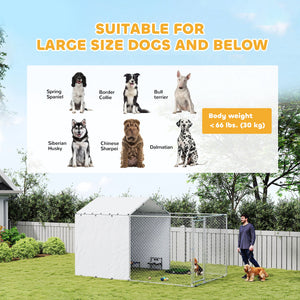 PawHut Galvanized Steel Dog Kennel Outdoor with Waterproof &amp; UV-Resistant Cover for Large Dogs, 13.1' x 7.5' x 7.5' |