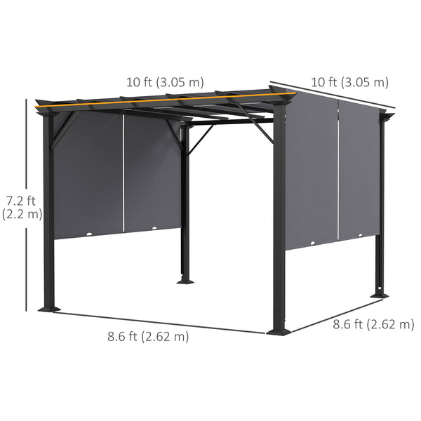 Retractable pergola 10 x 10, grey