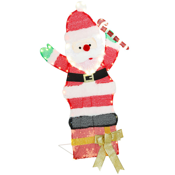 Père Noël illuminé de 90 cm avec 97 LED, piquets et attaches zippées