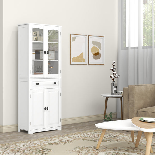 Armoire de cuisine avec étagères réglables, blanc