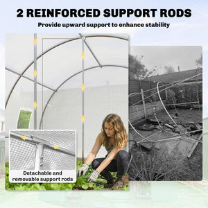Serre tunnel chaude pour plantes avec barres de support, blanche