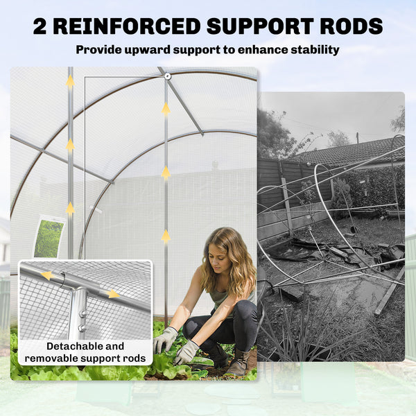 Serre tunnel chaude pour plantes avec barres de support, blanche
