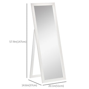 Standing mirror with frame, white