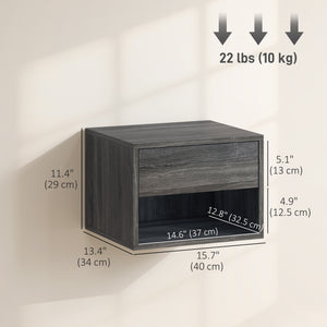 Floating Nightstand Set of 2, Wall Mounted Bedside Table with Drawer for Bedroom, Gray