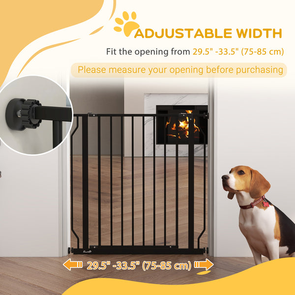 Barrière pour animaux avec porte et double système de verrouillage, noire