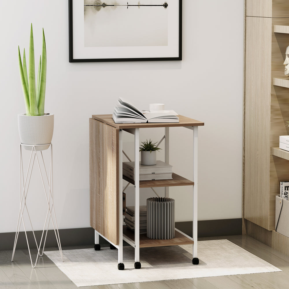 Bureau d'ordinateur pliable avec étagères de rangement