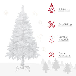Sapin de Noël artificiel blanc de 4 pieds avec branches de pin réalistes et ouverture automatique