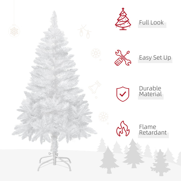 Sapin de Noël artificiel blanc de 4 pieds avec branches de pin réalistes et ouverture automatique