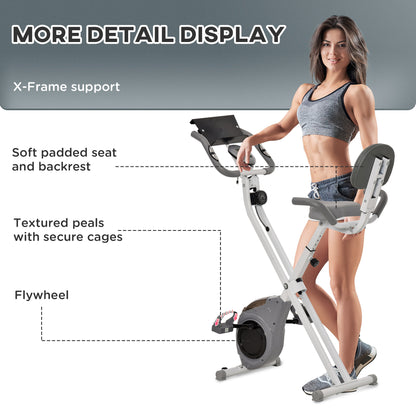 Soozier Folding Bike, Indoor Stationary Bike with 8-Level Magnetic Resistance and LCD Display, for Cardio Workout, Grey