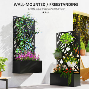 Raised planter with freestanding trellis 