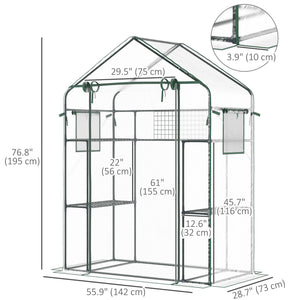 Direct access greenhouse with 4 shelves