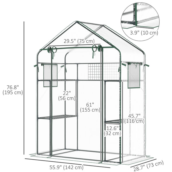 Direct access greenhouse with 4 shelves