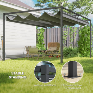 Pergola de terrasse 10 x 13 avec auvent rétractable, gris foncé