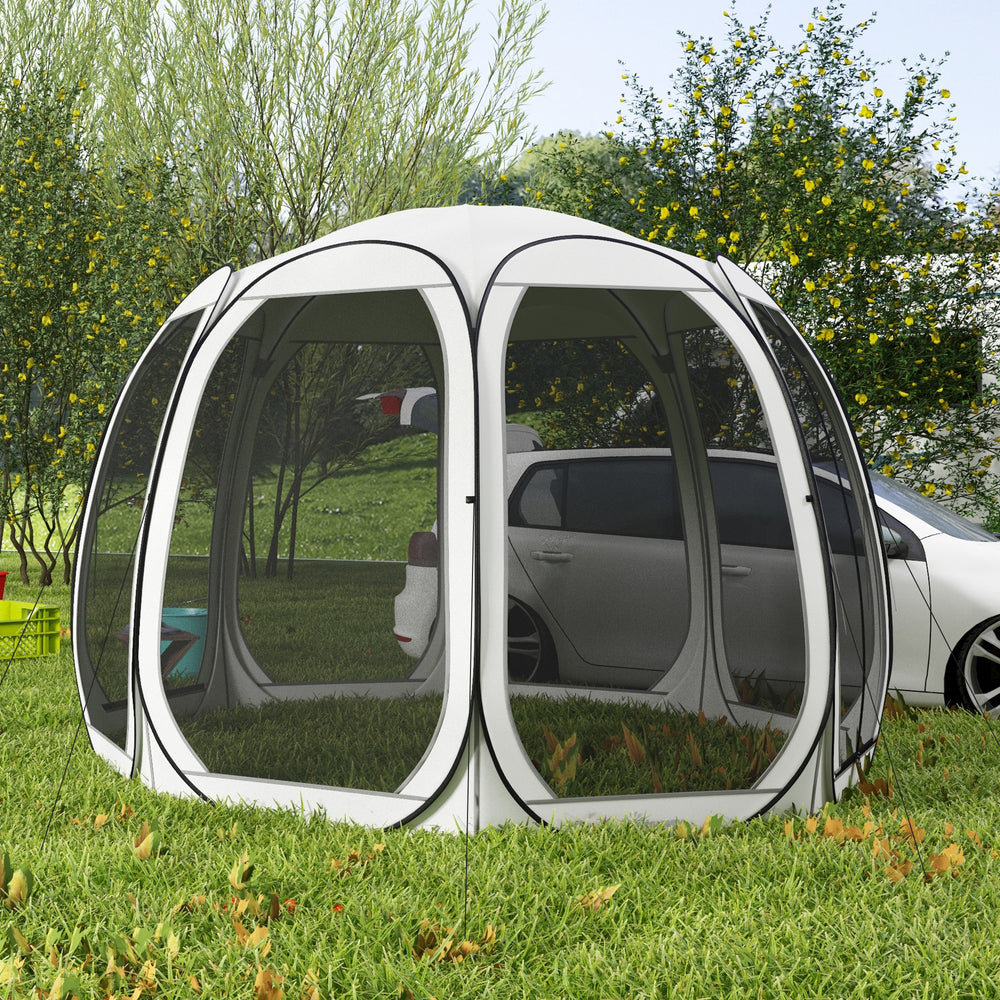 Tente moustiquaire pliable avec sac de transport et 2 portes, blanc crème