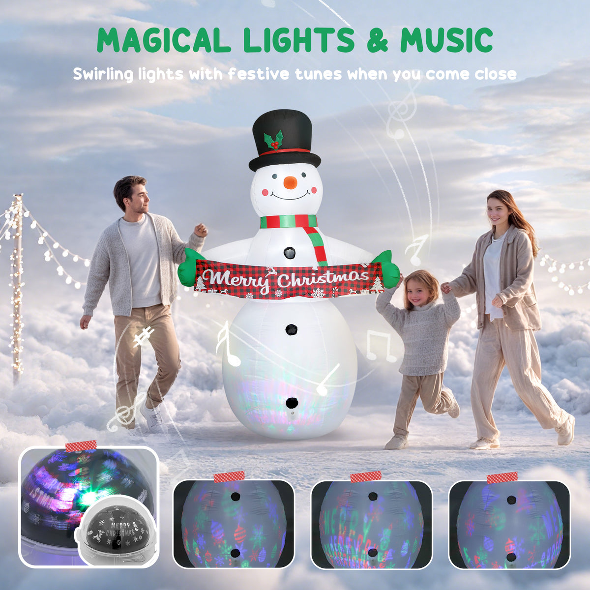 Outsunny Bonhomme De Neige Gonflable Noël 240 Cm Lumineux LED – Père & Fils Festif, Résistant IP44, Parfait Pour Jardin & Maison
