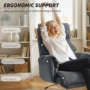 Desk Chair, Computer Office Chair with Footrest, Adjustable Backrest and Headrest, Dark Grey