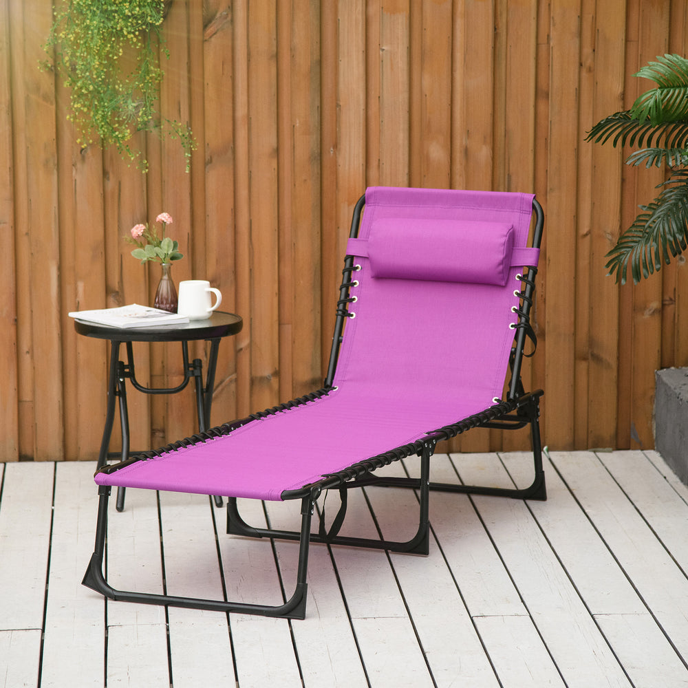 Chaise longue pliante avec appui-tête, violet
