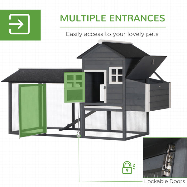 84'' Chicken Coop Deluxe Wooden House Hen Backyard Poultry Hutch Run Box