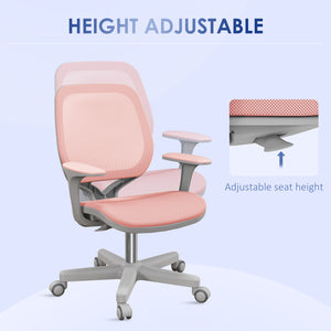 Chaise de bureau avec dossier en maille, rose