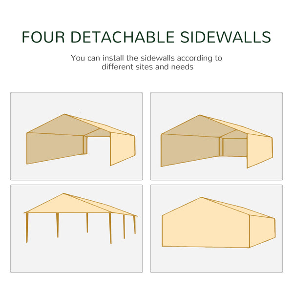 18.7' x 9.4' Party Tent, Portable Folding Wedding Tent, Garden Canopy Event Shelter, Outdoor Sunshade with 4 Removable Sidewalls, Coffee