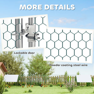 Metal Chicken Coop with Water- and UV-Protection Cover for Backyard Hen, Duck, Rabbit, 6.6' x 6.6' x 6.6'