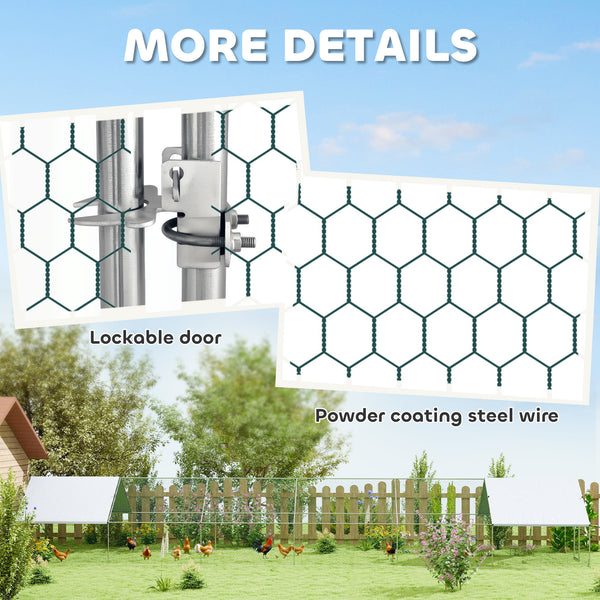 Metal Chicken Coop with Water- and UV-Protection Cover for Backyard Hen, Duck, Rabbit, 6.6' x 6.6' x 6.6'