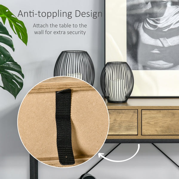 Entryway Console Table with Drawers, Storage Shelf for Living Room, Hallway, Bedroom, Brown