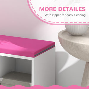 Bibliothèque avec 5 compartiments et coin lecture rembourré, rose