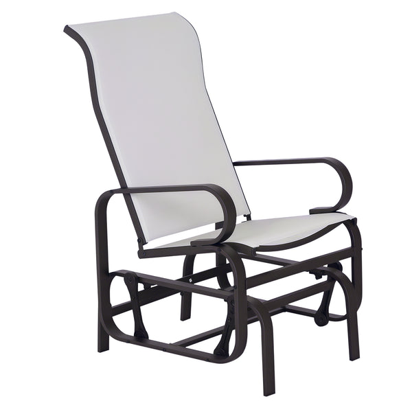 Outdoor Mesh Glider Swing Chair Patio Garden Rocking Gliding Seat Yard Porch Furniture, Brown Beige