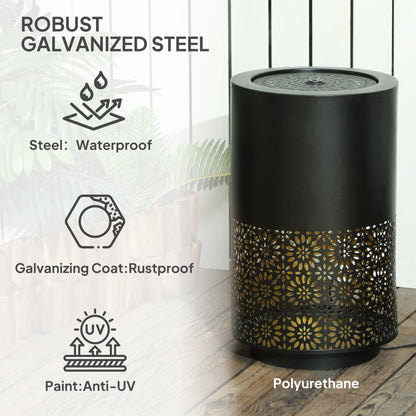 Outsunny 53cm Tall Garden Waterfall Fountain with LED Lights, Adjustable Flow Outdoor Fountain, Black