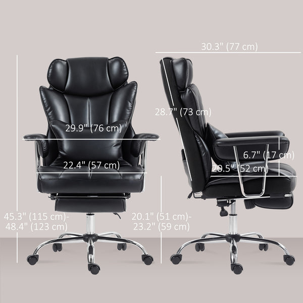 Fauteuil de bureau massant avec vibration à 6 points, repose-pieds et soutien lombaire, noir