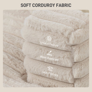 Canapé de lecture grand format en velours côtelé avec porte-gobelets et coussins, canapé-lit pour salon, beige