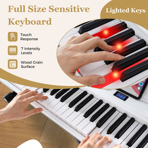 Clavier électrique de 88 touches avec support réglable et sac portable - Blanc