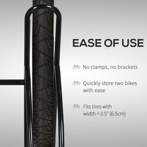 Soozier 2 Bike Rack Bicycle Floor Stand Bike Parking Garage Parking Organizer Indoor Bike Storage Holder, Indoor and Outdoor Storage